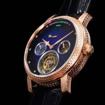 Manufacturer high-quality Vacheron Constantin heritage 89010 starry sky series carved shell true flywheel men's watch detail shots