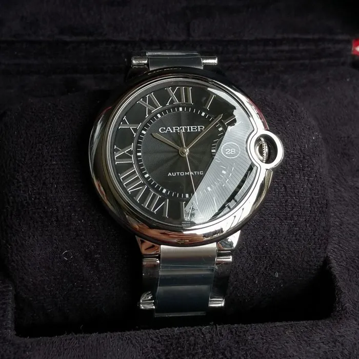 top-tier watch Cartier men's blue dial blue balloon series steel bracelet watch clasp picture