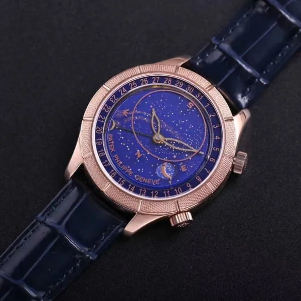 high-quality replicaPatek Philippe watch complex function starry sky series 5106R/5102/6104rose goldblue dial front view