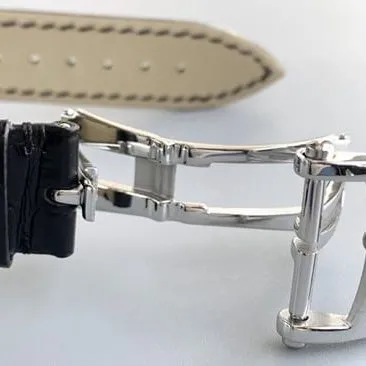 top-tier watch Patek Philippe men's white dial black belt automatic complex function series tourbillonleather strap watch front view