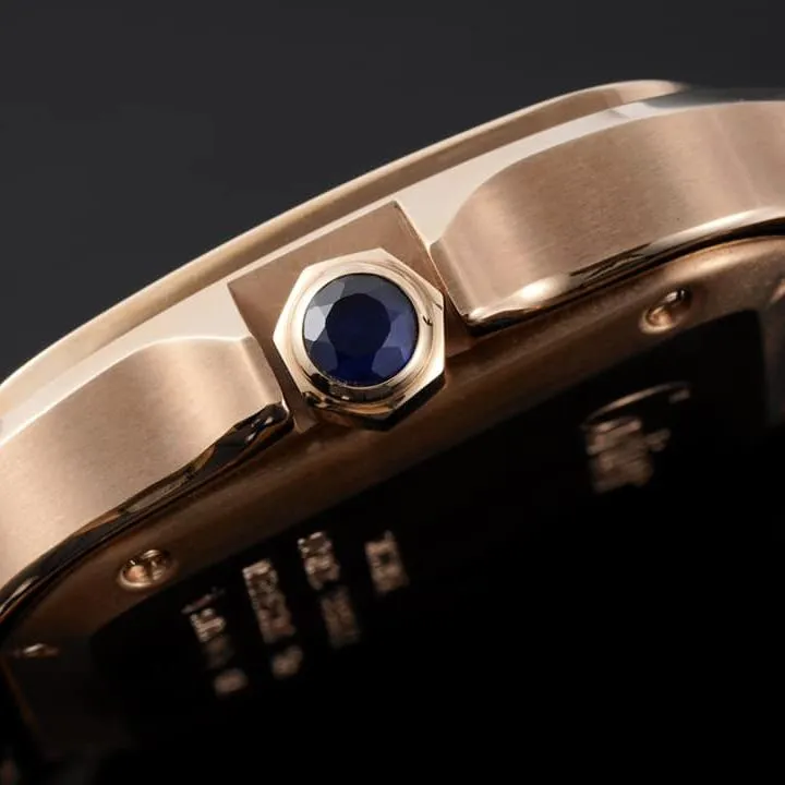 Cartiertop-tiersuper watch Santos series women's steel bracelet white dialrose gold watch detail shots
