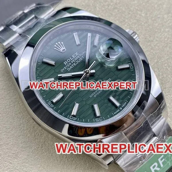 Rolex collectible watch ARF Factory log 41mm aperture green dial3235 steel bracelet front live photo