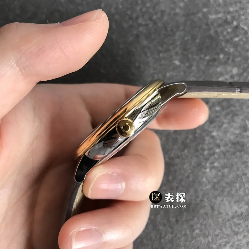 Omega Diefei top-tier 1:1high-quality watch men's white dialyellow goldleather strap model pictures and prices front live photo