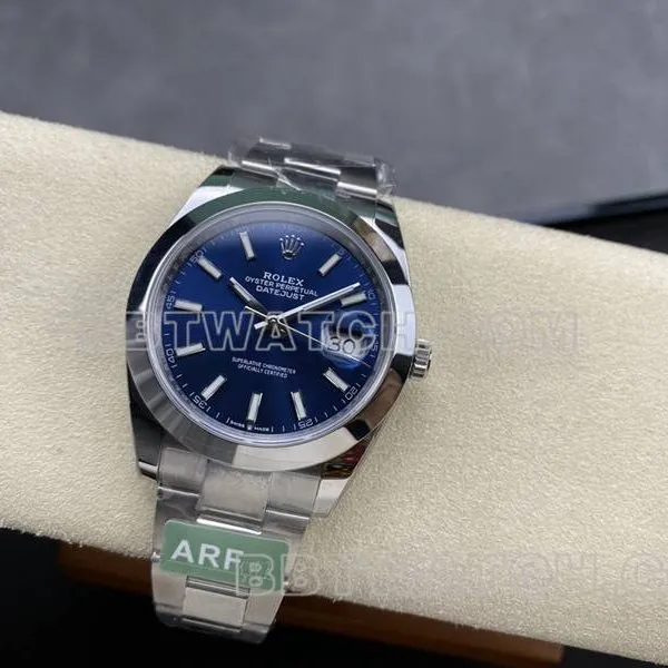 Rolex collectible watch ARF Factory log 41mm aperture blue dial3235 steel bracelet front live photo