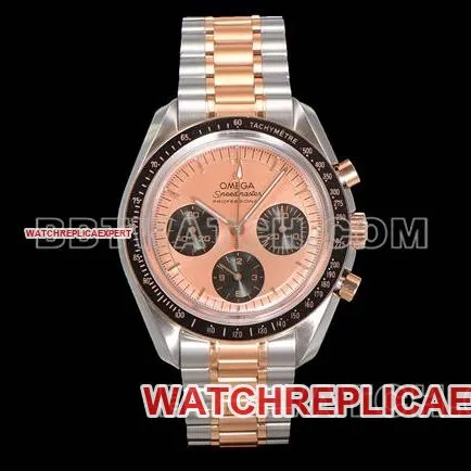 collectible watch Speedmaster N1 factory Omegarose gold interplate gold steel bracelet model front live photo