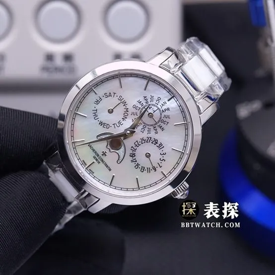 Vacheron Constantin watch white mother-of-pearl dial perpetual calendar steel bracelet bracelet live photos