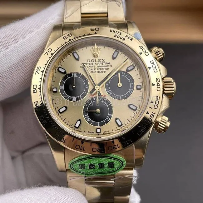 1:1replica watch CBD factory Rolex Daytona4130 mechanical gold plate 40mm caseback live photo