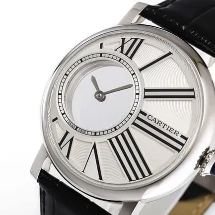 top-tier watch Cartier men's white dial black belt fully automatic movementleather strap watch movement picture