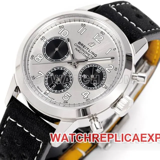 Breitling watch BLS factory transoceanic silver dial41mmchronograph7750movementleather strap model front live photo