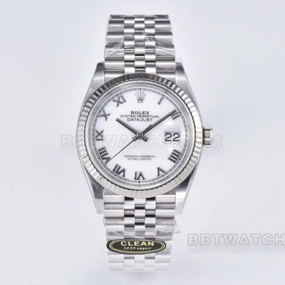 C factory Rolex log top-tier replica36mmwhite dial five grid link m126234-0025front live photo