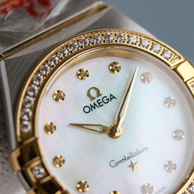 TW Factory Top Omega Constellation Series 28mm Quartz Ladies White Dial Steel Band Watch Front View