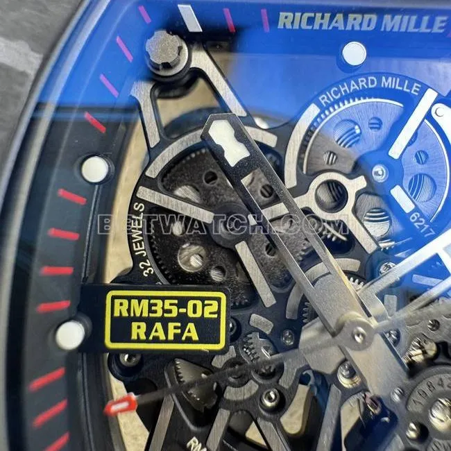 collectible watch APS factory Richard Mille carbon fiber red circle RM35-02movementlive photos