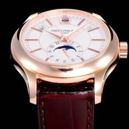 GR factory top-tier watch Patek Philippe top-tier complex function series version 5205G-013 rose gold plate white bottom men's mechanical watch detail shots