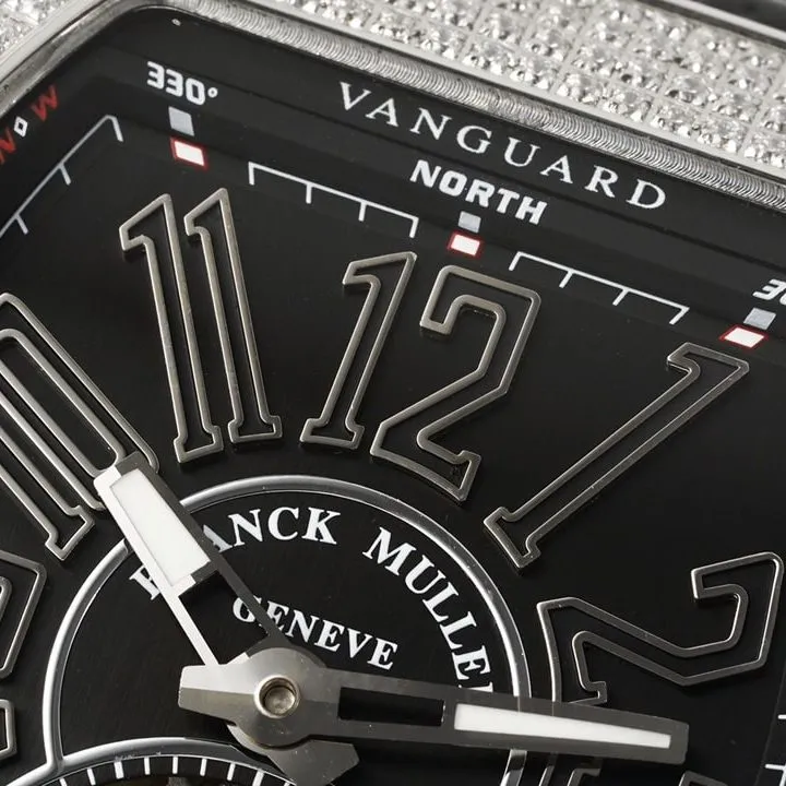 RMS factory Frank Muller men's top-tier watch black dial diamond flywheel leather strap model V45front live photo