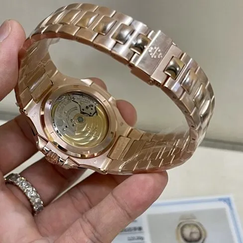 3K Factorytop-tier replicaPatek Philippe super a watch men's gold plate gold band 18Krose gold South African real diamond mechanical watch front view