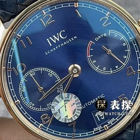 ZF FactoryIWC watch Portugal top-tier 1:1high-quality watch men's blue panda plate leather strap model pictures and prices front live photo