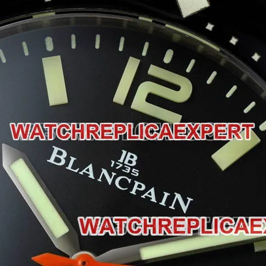 Blancpain collectible watch fifty fathoms black dial titanium mechanical orange rubber model front live photo