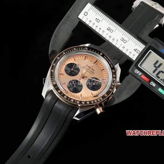 Omega Speedmaster top imitation pink gold plate rubber models 310.20.42.50.99.001 front real picture