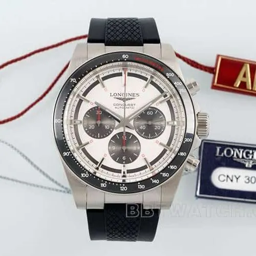 AF Longines Concas 1:1top-tier silver gray dial rubber model L3.835.4.72.6front live photo