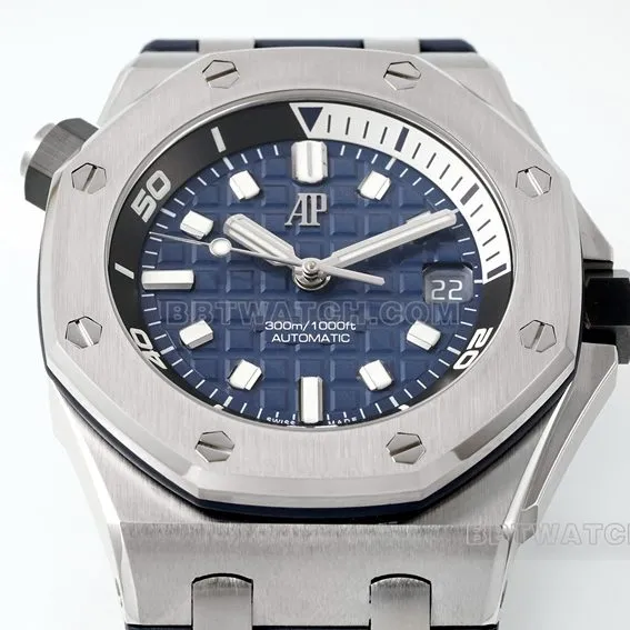 APS factory Audemars PiguetRoyal Oak offshore type 1:1top-tier sea blue dial rubber model 15720ST.OO.A027CA.01front live photo