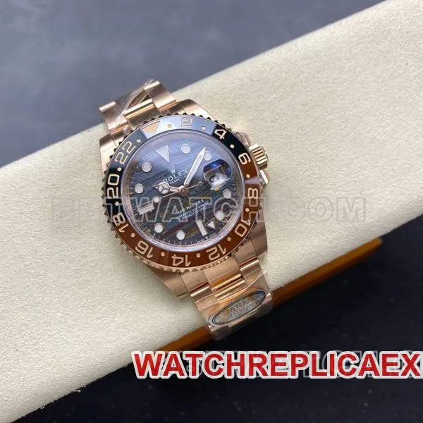 Rolex collectible watch ARF FactoryGMT-Master tiger eye GMTrose goldsteel bracelet front live photo