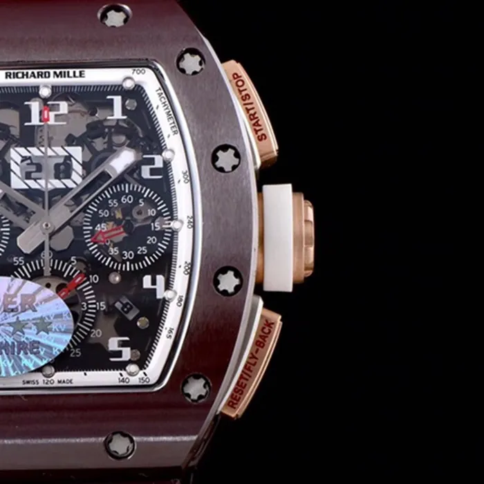top-tier watch Richard Mille men's black dial automatic chronograph watch front view