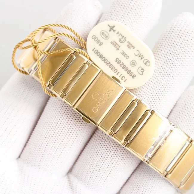 Top Omega 5th Generation Constellation Series Gold Plate Gold Silver Steel Strap Men's Earth Watch Front View