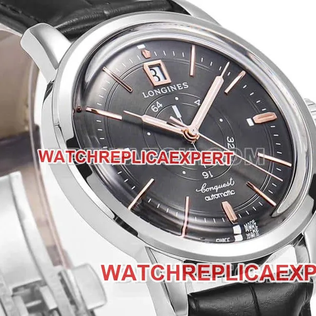 AD factory Longines classic replicasuper carbon black dialleather strap model L1.648.4.62.2front live photo