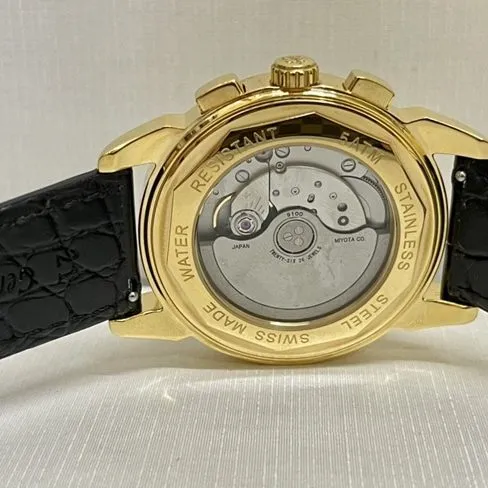 top-tier watch Patek Philippe women's white dial black belt complex chronograph function series leather strap watch front view