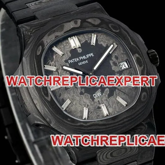 Patek Philippe1:1replica watch DIW factory Nautilus gray plate carbon fiber mechanical steel bracelet model 5711front live photo