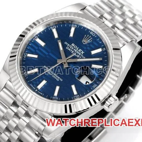 top-tier watch log JF factory Rolexblue dial pit pattern 3235 mechanical 41mm front live photo