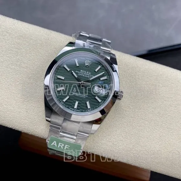 Rolex collectible watch ARF Factory log 41mm aperture green dial3235 steel bracelet front live photo
