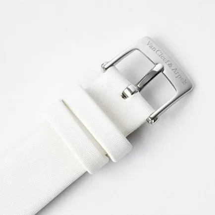 top-tier Van Cleef & Arpels women's white dial white leather strapCharms Goldleather strapquartz watch detail shots