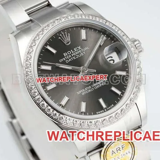 ARF FactoryRolex log 1:1super cloneblack dialdiamond bezel31mm three grid link 278289front live photo