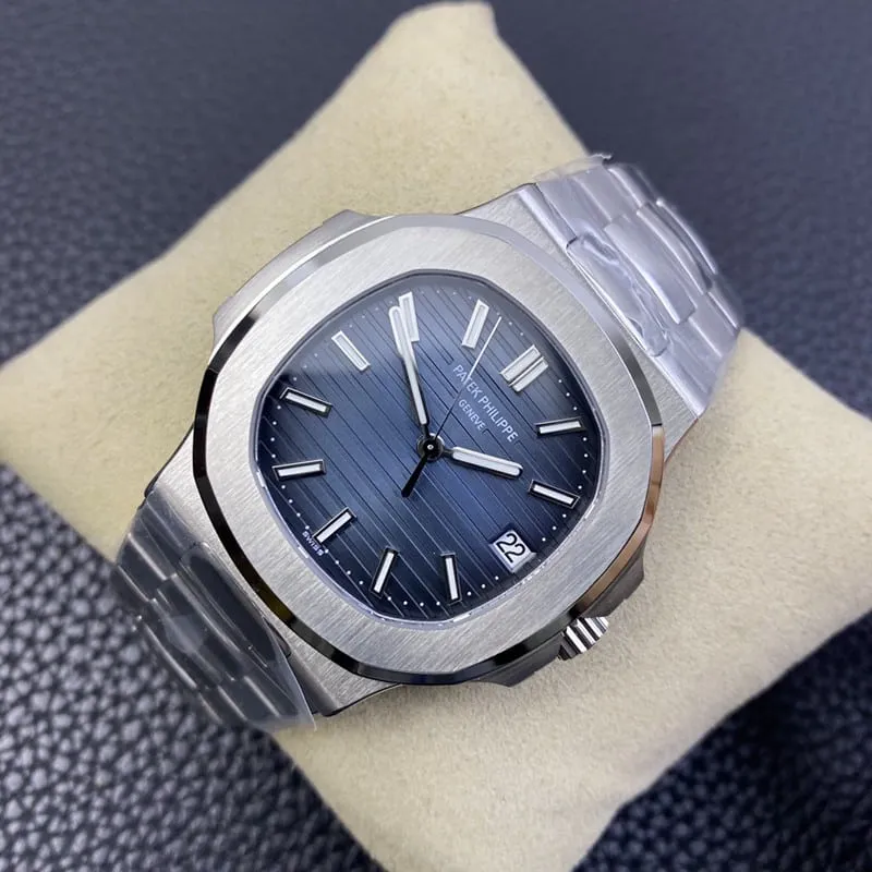 3K Factorytop-tierPatek Philippereplica watch Nautilus324SC ultra-thin mechanical white steel blue dialclasp picture