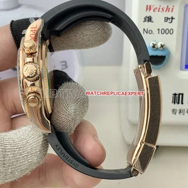 1:1replica watch RolexQF factory Daytonarose gold plate 4131 mechanical rubber braceletfront live photo