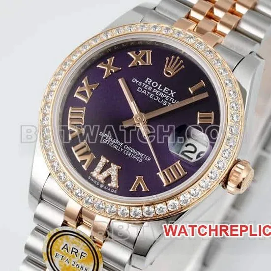 ARF FactoryRolex log 1:1super purple plate diamond bezel31mm intergold five-lattice chain link278381front live photo