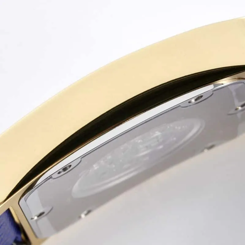 Hermès ladies' watchtop-tiersuper cloneHeureH series quartz square fashion watch blue braceletrose gold plate front view