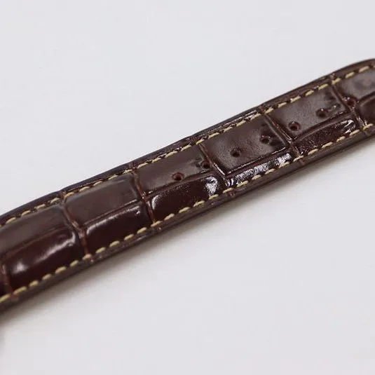 GS factory Longines famous series moon phase watch watch white dial brown bracelet front view