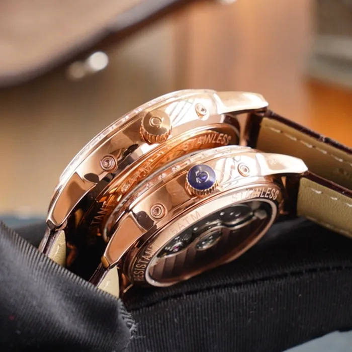 Omega complex function chronograph series perpetual calendar couple watch front view