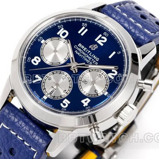 Breitling collectible watch BLS factory Yueyang blue dial41mmchronograph7750movementleather strap model front live photo