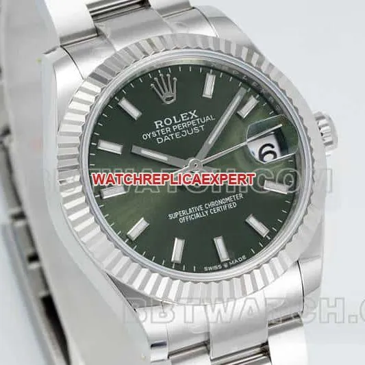 ARF FactoryRolex log super clonegreen dial stick hour markers 31mm three grid link 278274front live photo