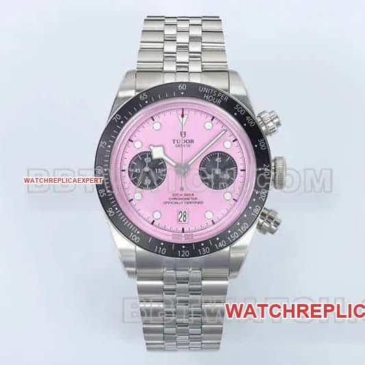ZF FactoryTudor Biwan top-tier 1:1high-quality pink dial chronographsteel bracelet model 79360Nclasplive photos