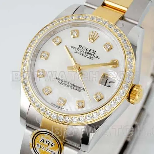 ARF factory Rolex Logbook super A imitation mother-of-pearl disc diamond ring 31mm intermediate gold three-compartment link 2783383 front real picture