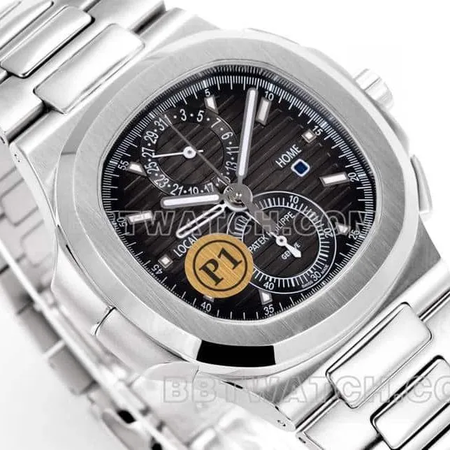 Sporty and elegant optimal watch P1 factory Patek Philippeblack dial mechanical steel bracelet model 5990front live photo