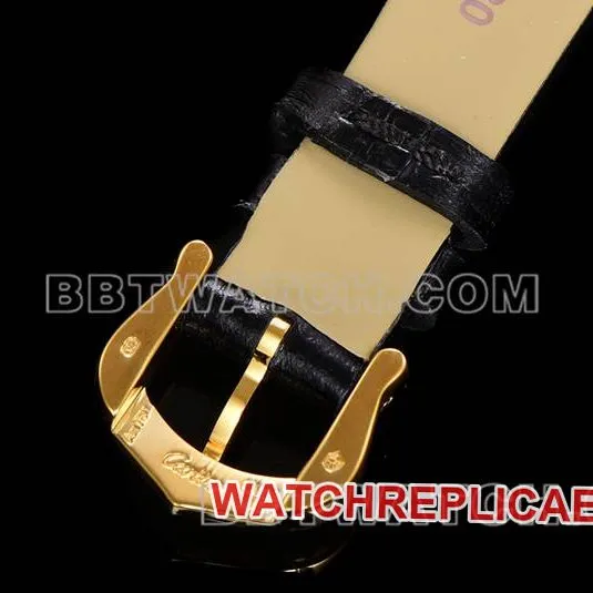 Cartier collectible watch F1 factory tank black dialyellow gold shell leather strap model front live photo