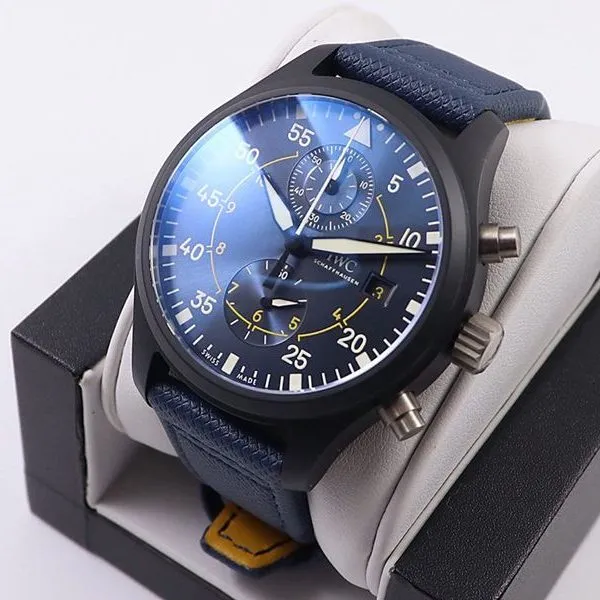 IWC watch pilot series watch TOP GUN naval air combat unit chronograph watch front view