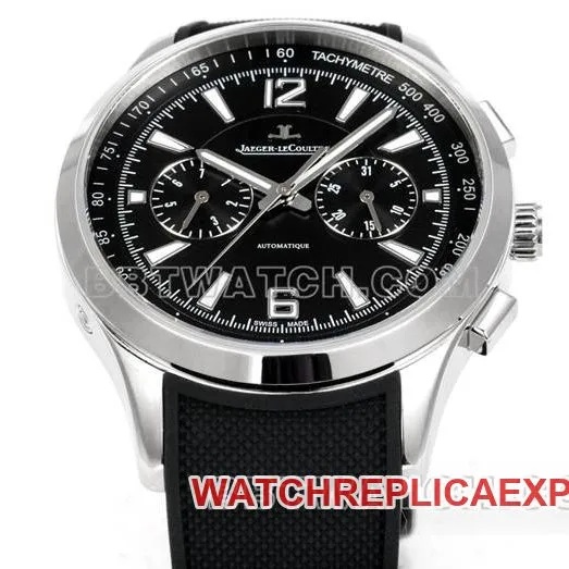 watch Beichen Jaeger-LeCoultreblack dial mechanical black rubber front live photo