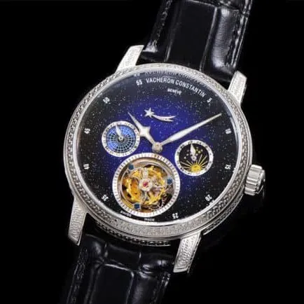 top-tier replicaVacheron Constantin heritage series carved case true flywheel men's watch front view
