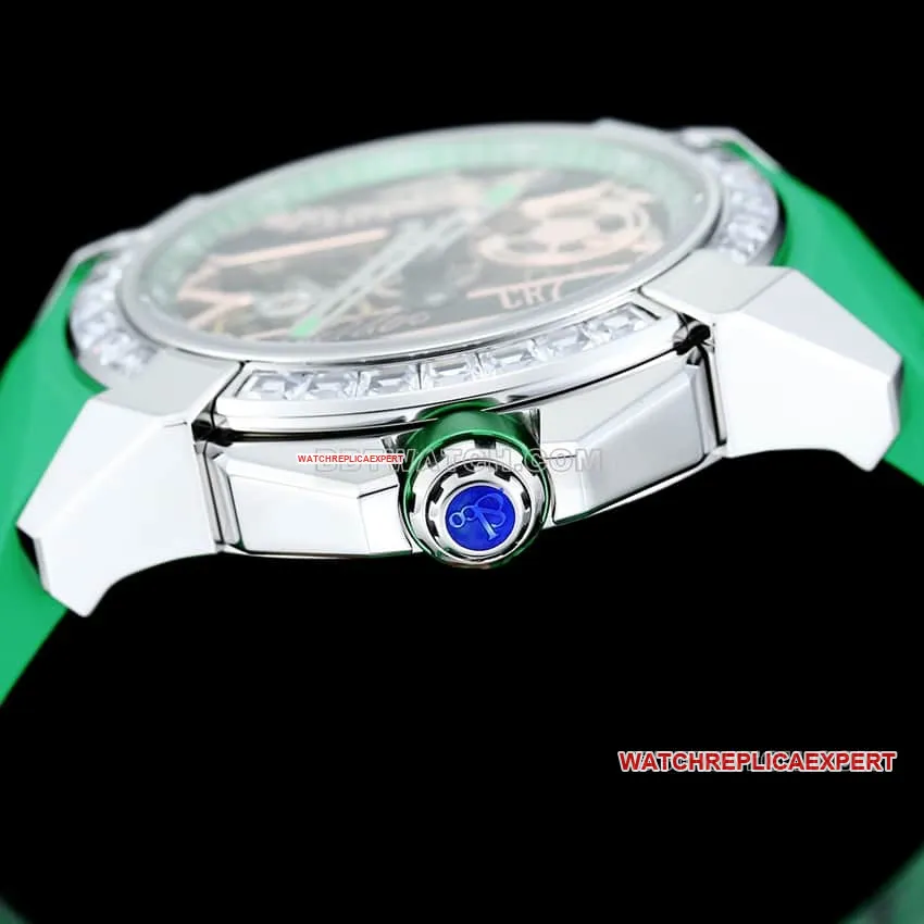 TW factory Czech Leopard C Ronaldo CR7 co-branded customized diamond bezel green rubber front live photo
